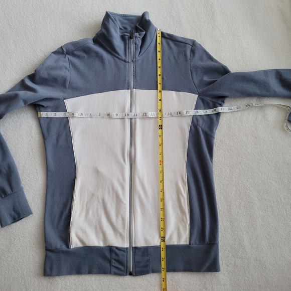 Nike | Athletic Cotton Stretch Full Zip Jacket EUC Blue & Cream Mock Neck XL - Picture 4 of 13